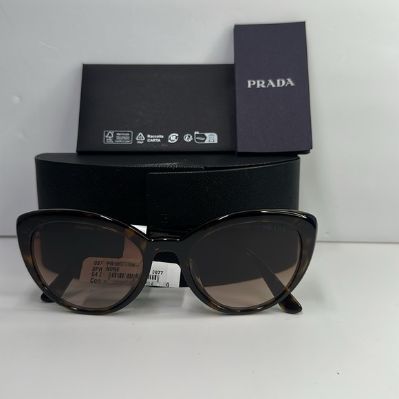 Prada Women\'s SPR02V SPR/02/V 2AU/6S1 Havana Fashion Cat Eye Sunglasses 54mm